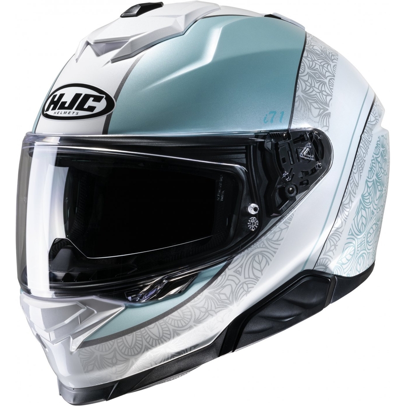 Casque moto intégral HJC i71 Sera MC2 gris-blanc-bleu