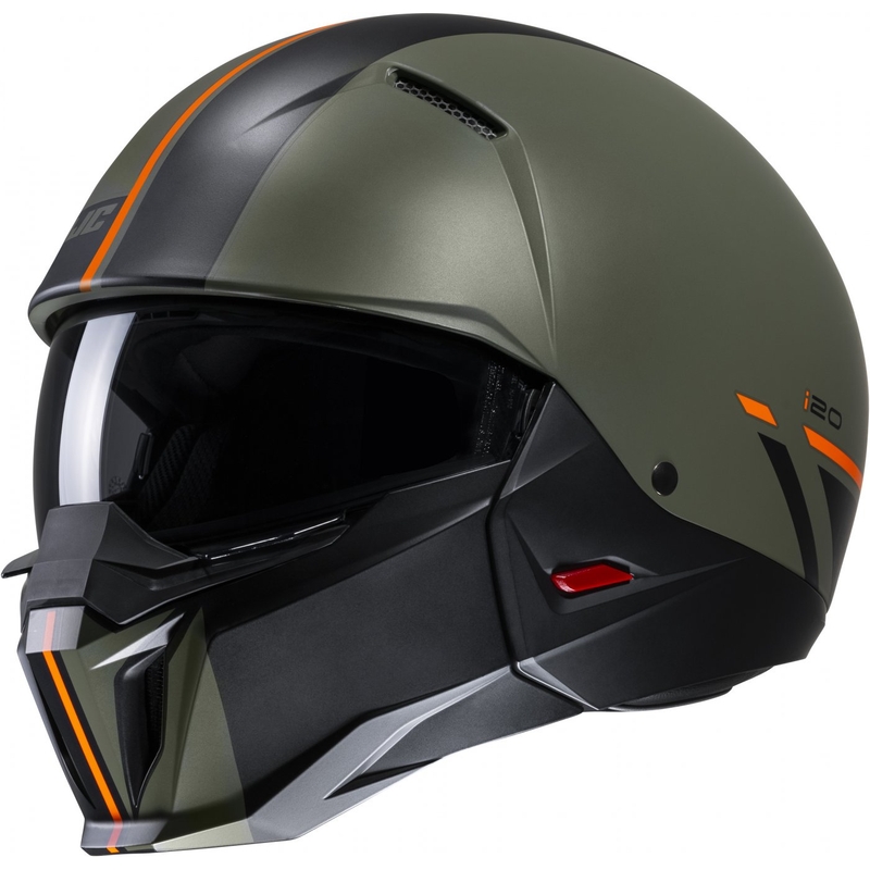 Casque ouvert avec masque HJC i20 Batol MC4SF orange-noir-vert soldes