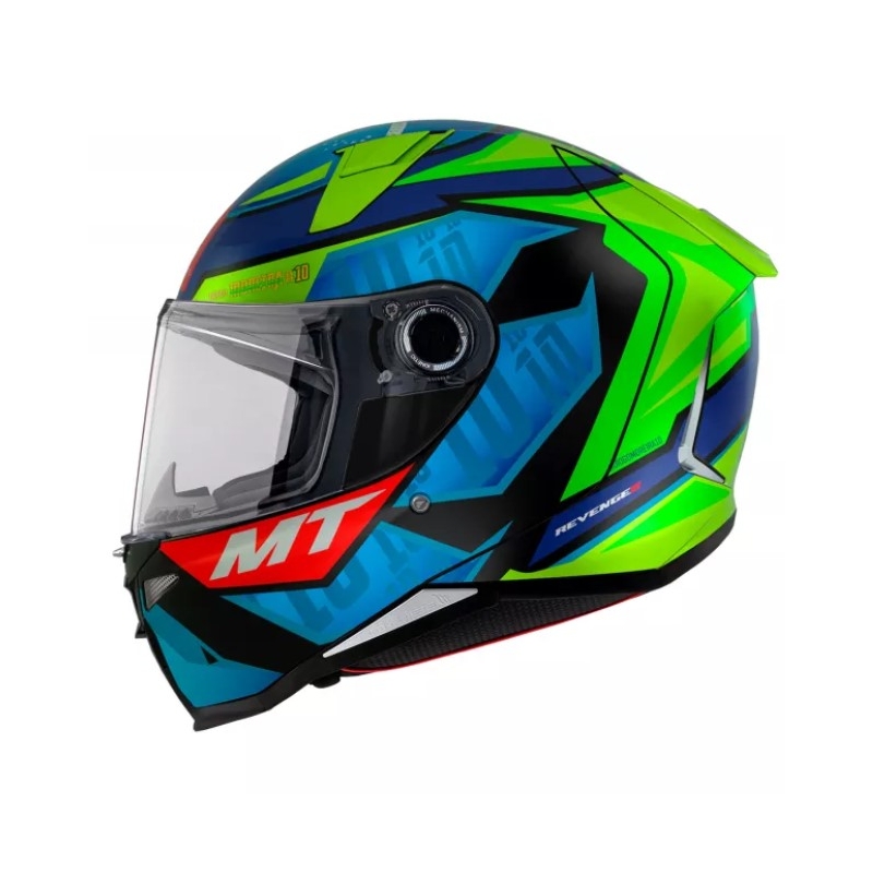 Casque moto intégral MT Revenge 2 S Moreira A7 bleu-vert