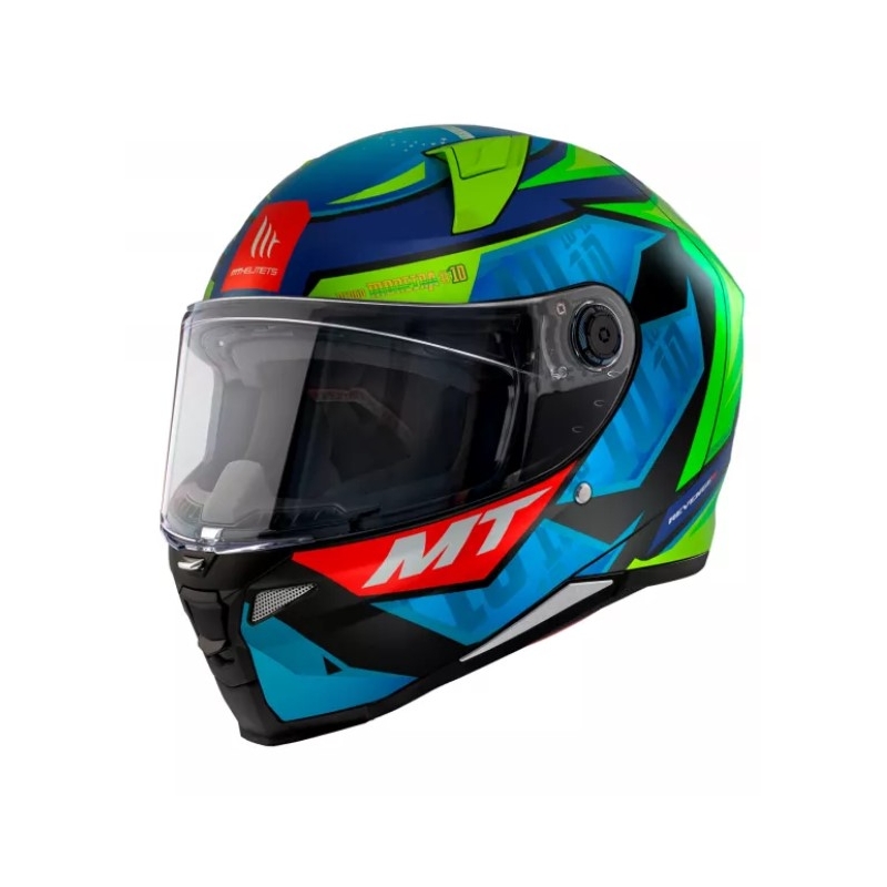 Casque moto intégral MT Revenge 2 S Moreira A7 bleu-vert
