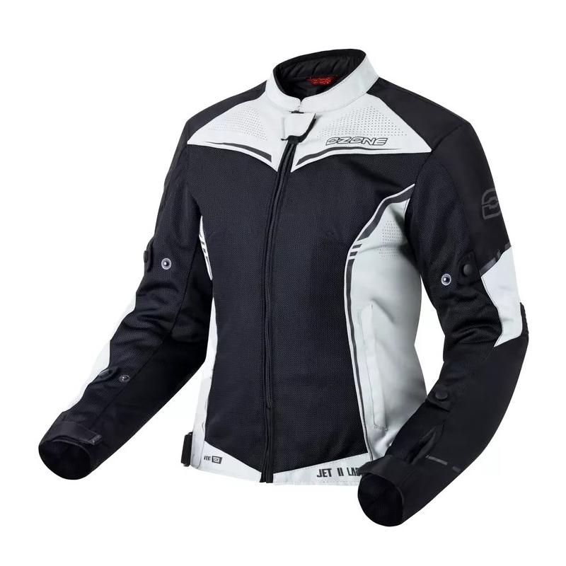 Veste moto Ozone Jet II pour femme, gris et noir soldes