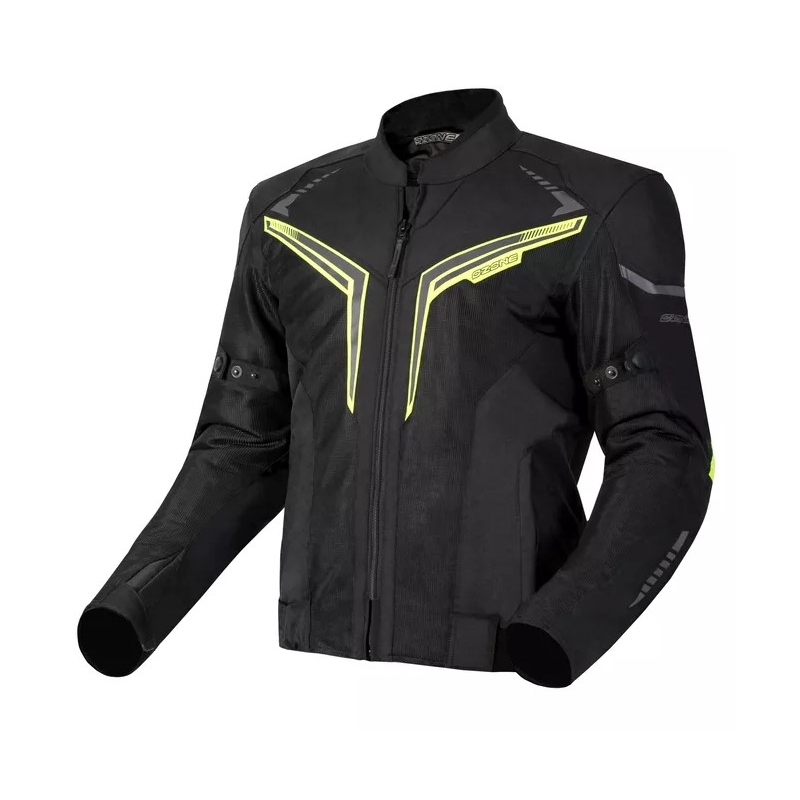 Veste de moto Ozone Flow noir-jaune fluo soldes