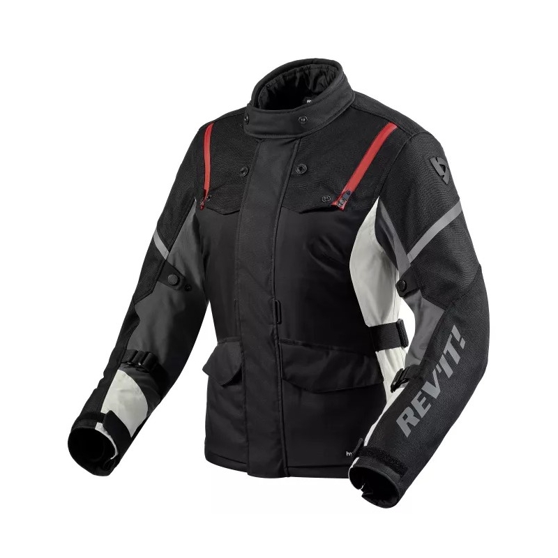 Veste de moto Revit Horizon 3 H2O noir et rouge pour femme