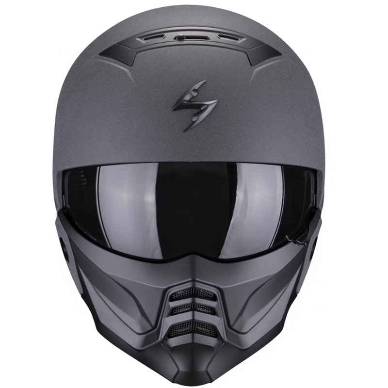 Casque jet avec masque Scorpion EXO-COMBAT II Solid graphite gris foncé