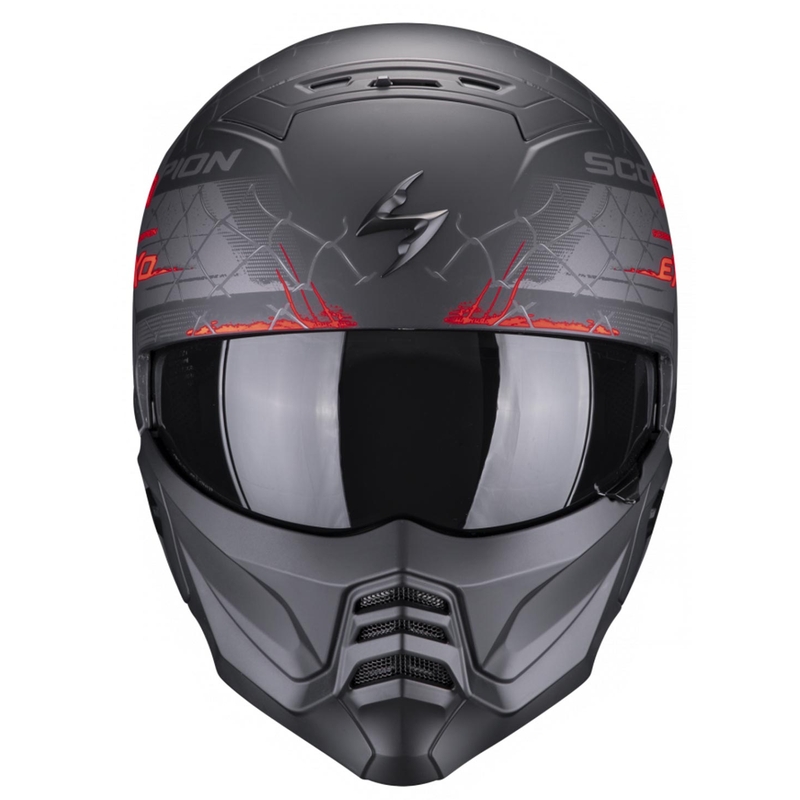 Casque ouvert avec masque Scorpion EXO-COMBAT II Xenon noir-rouge mat
