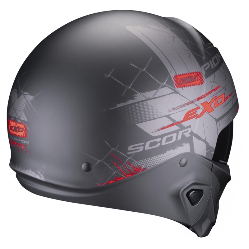 Casque ouvert avec masque Scorpion EXO-COMBAT II Xenon noir-rouge mat