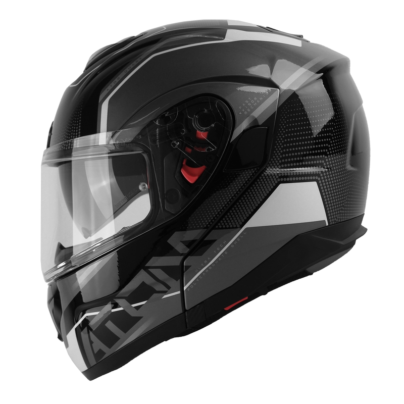 Casque moto MT Atom SV Quark noir-gris-blanc brillant soldes