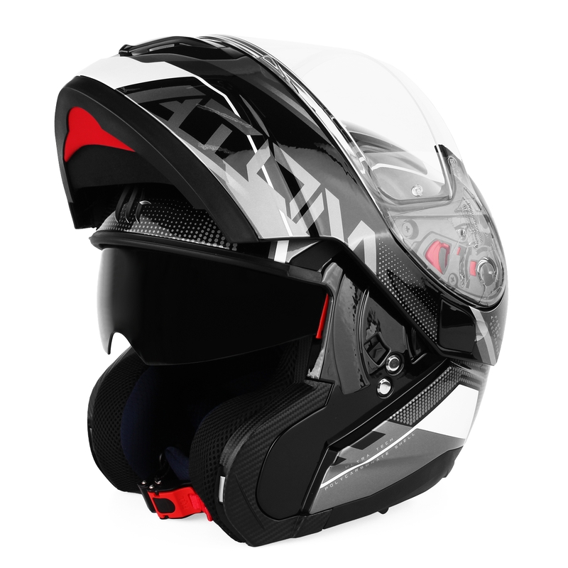 Casque moto MT Atom SV Quark noir-gris-blanc brillant soldes
