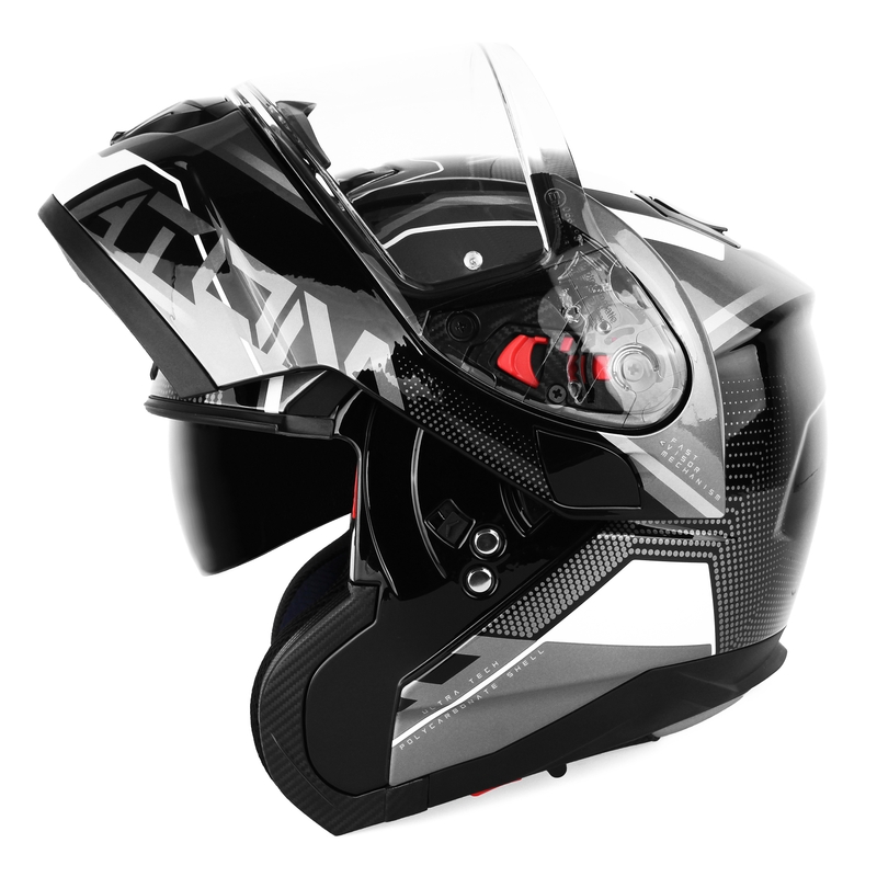 Casque moto MT Atom SV Quark noir-gris-blanc brillant soldes