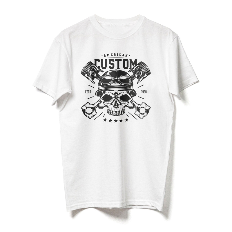 T-shirt RSA American Custom Skull blanc soldes