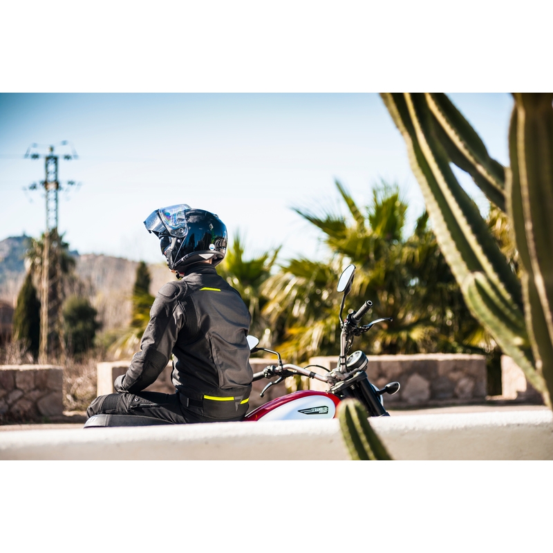 Veste de moto Rebelhorn Borg noir-gris foncé-jaune fluo