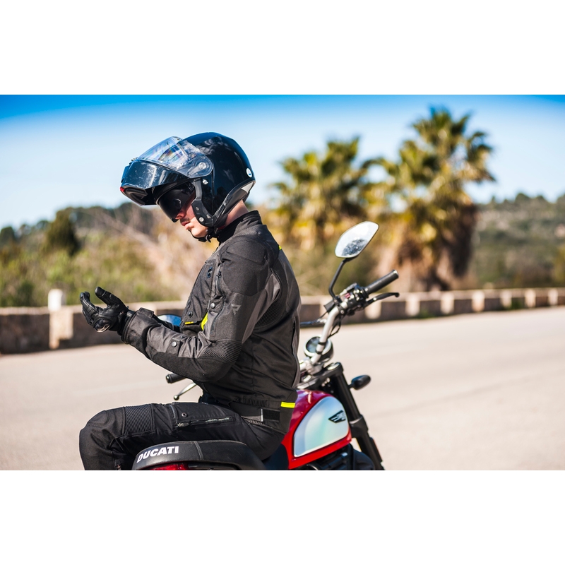 Veste de moto Rebelhorn Borg noir-gris foncé-jaune fluo