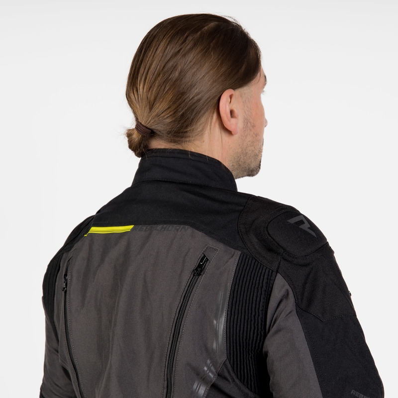 Veste de moto Rebelhorn Borg noir-gris foncé-jaune fluo