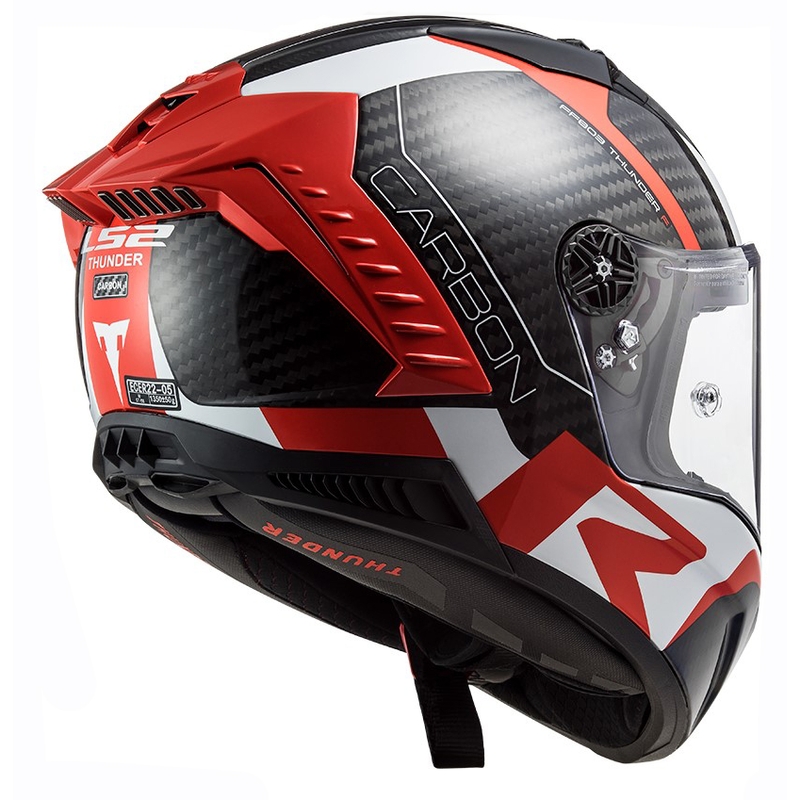 Casque moto intégral LS2 FF805 Thunder C Racing1 noir-blanc-rouge