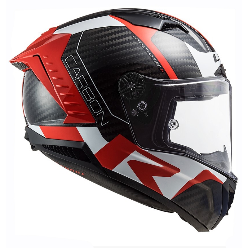 Casque moto intégral LS2 FF805 Thunder C Racing1 noir-blanc-rouge