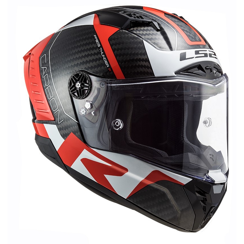 Casque moto intégral LS2 FF805 Thunder C Racing1 noir-blanc-rouge