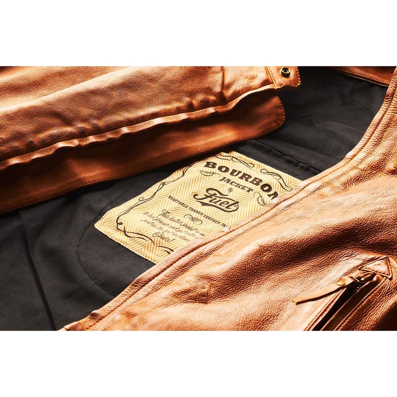 Fuel Bourbon Brown Leather Motorcycle Jacket soldes