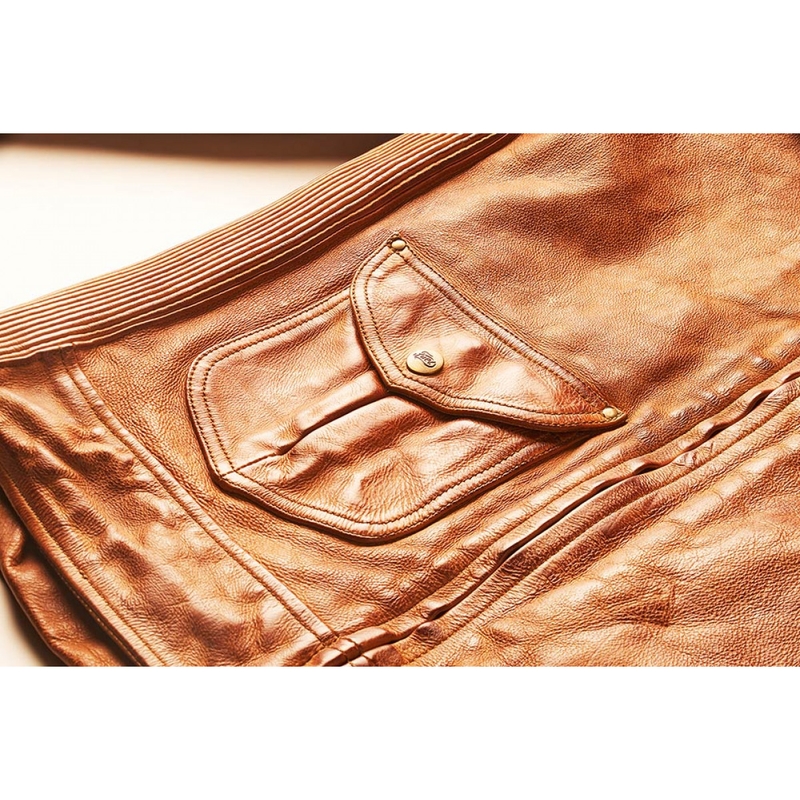 Fuel Bourbon Brown Leather Motorcycle Jacket soldes