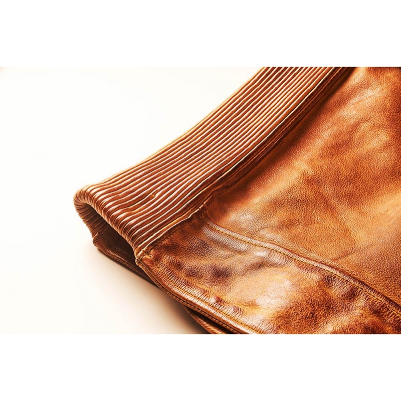 Fuel Bourbon Brown Leather Motorcycle Jacket soldes