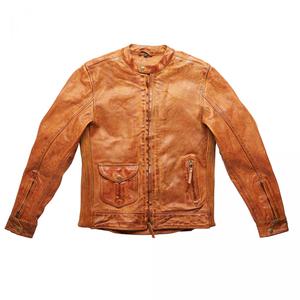 Fuel Bourbon Brown Leather Motorcycle Jacket soldes