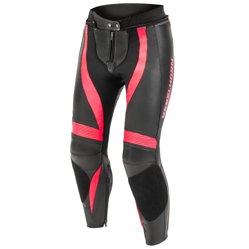 Pantalon de moto Rebelhorn Rebel noir-rose fluo pour femme