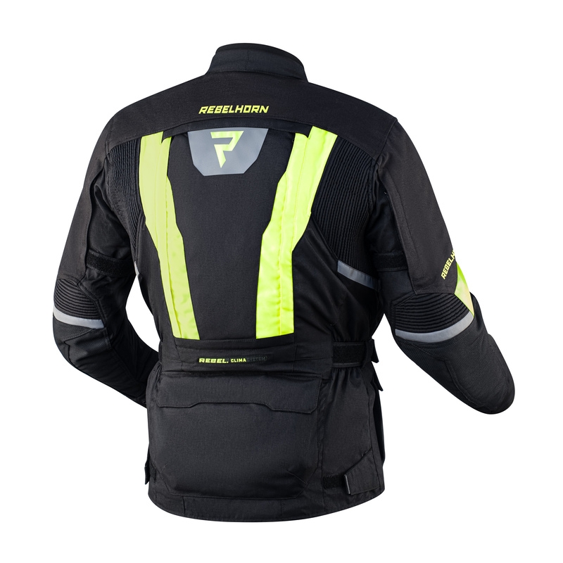 Veste de moto Rebelhorn Hardy II noir-jaune fluo soldes