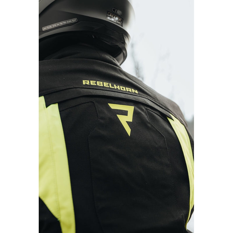 Veste de moto Rebelhorn Hardy II noir-jaune fluo soldes