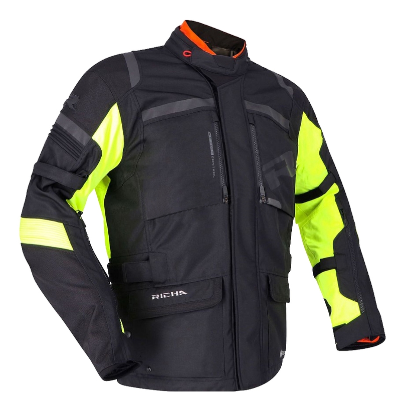 Veste de moto RICHA Brutus GTX noir-jaune fluo soldes