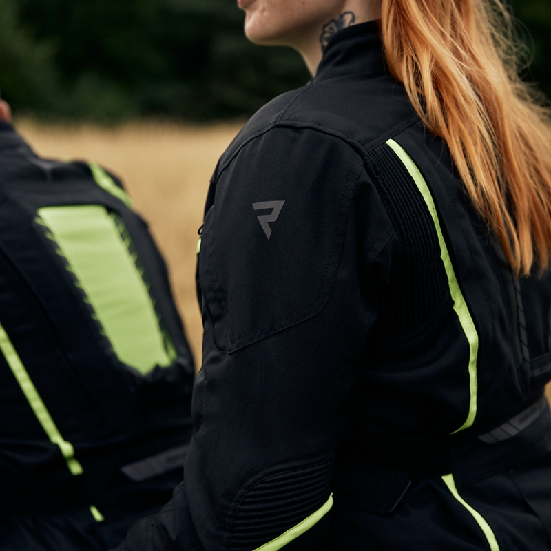 Veste moto pour femme Rebelhorn Hiker III noir-jaune fluo soldes