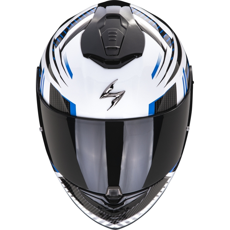 Casque moto intégral Scorpion EXO-1400 EVO Air Shell blanc-bleu