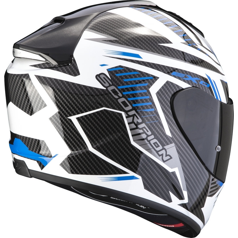 Casque moto intégral Scorpion EXO-1400 EVO Air Shell blanc-bleu