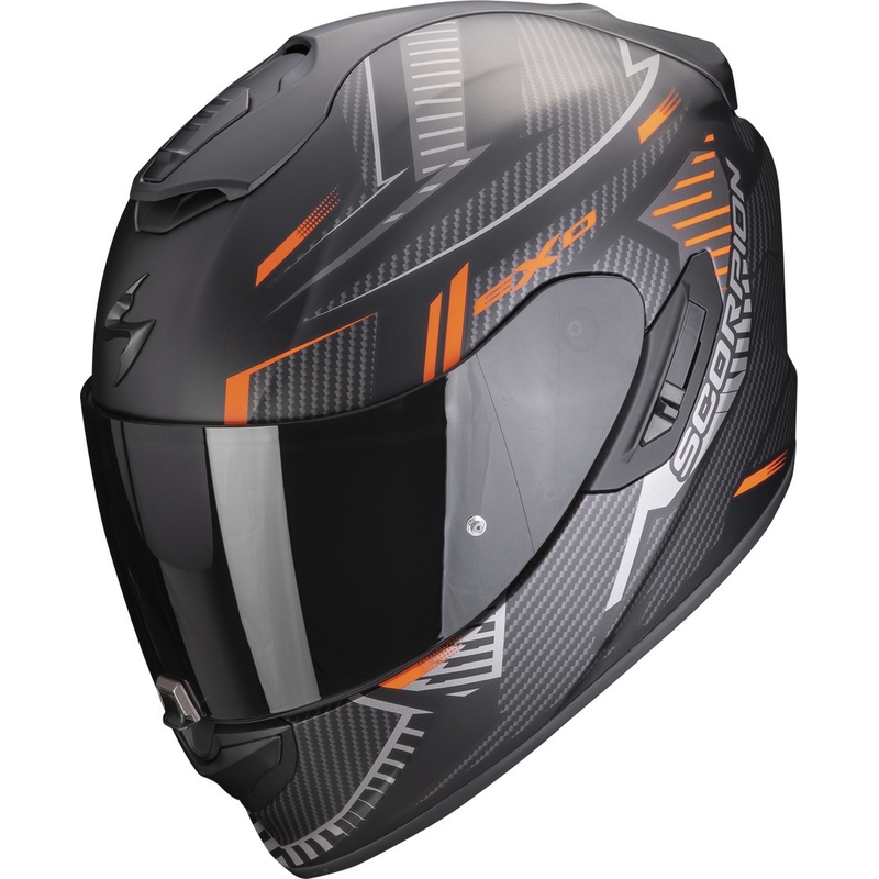 Casque moto intégral Scorpion EXO-1400 EVO Air Shell noir-orange mat