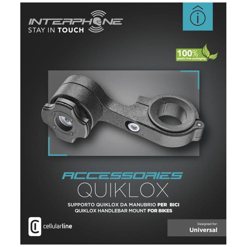 Support d'interphone Quiklox avec support de guidon noir