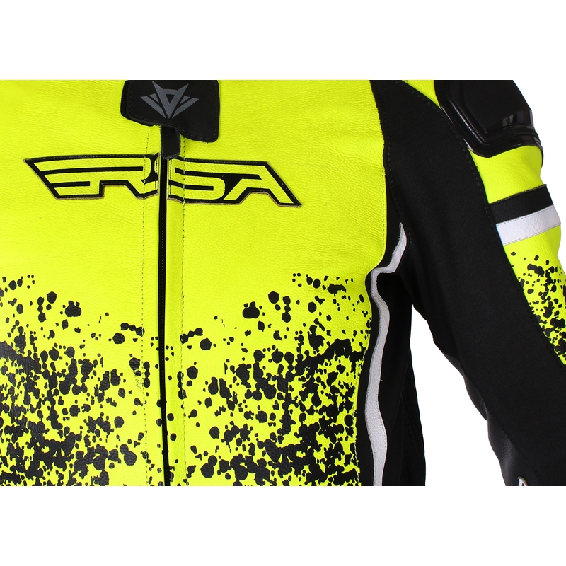 Combinaison de moto RSA GT2 noir-blanc-jaune fluo soldes