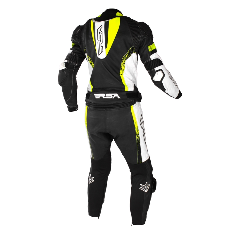 Combinaison moto RSA Imola 2 noir-blanc-jaune fluo soldes