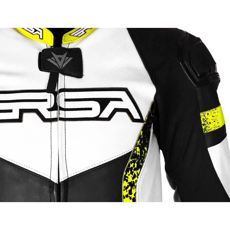 Combinaison moto RSA Imola 2 noir-blanc-jaune fluo soldes