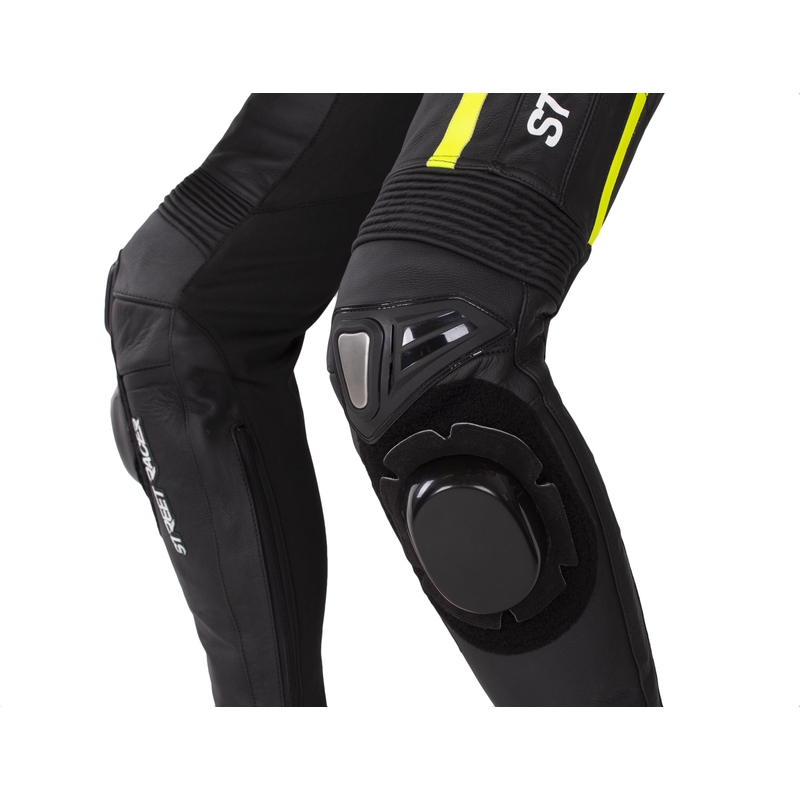 Combinaison de moto Street Racer Fast Track 2 Noir-Blanc-Jaune fluo soldes