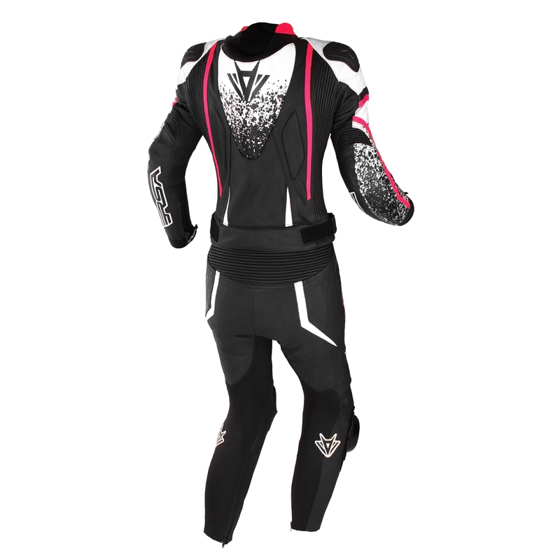 Combinaison moto femme RSA GT2 noir-blanc-rose fluo en solde soldes