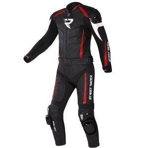 Combinaison de moto Street Racer Fast Track 2 noire, blanche et rouge soldes