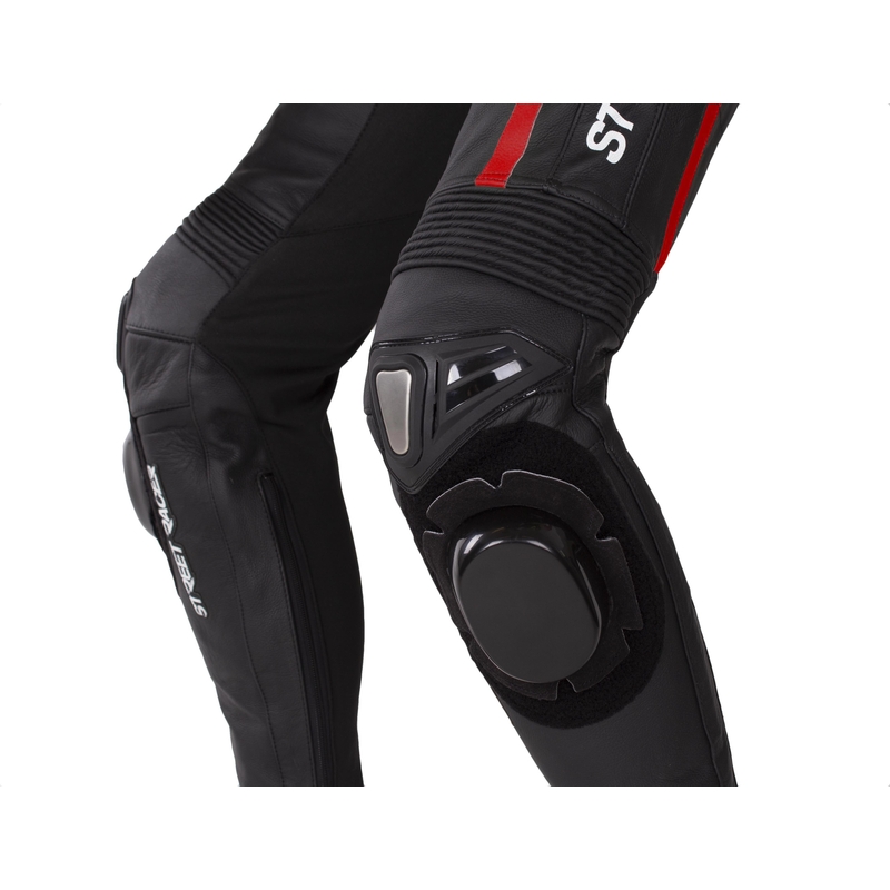 Combinaison de moto Street Racer Fast Track 2 noire, blanche et rouge soldes