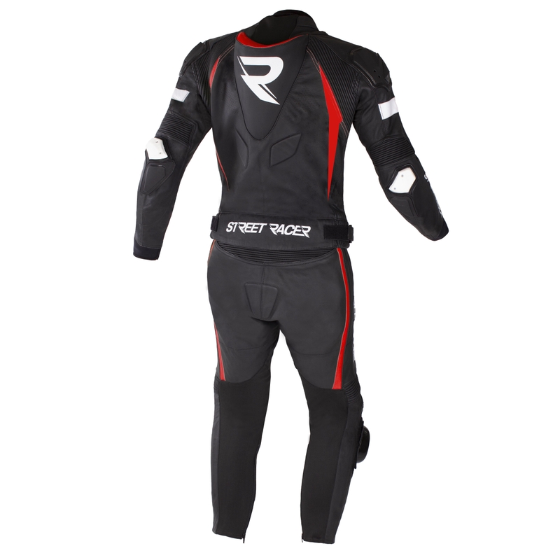 Combinaison de moto Street Racer Fast Track 2 noire, blanche et rouge soldes