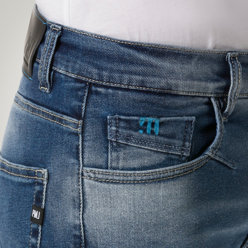 Jean moto PMJ Cruise bleu soldes