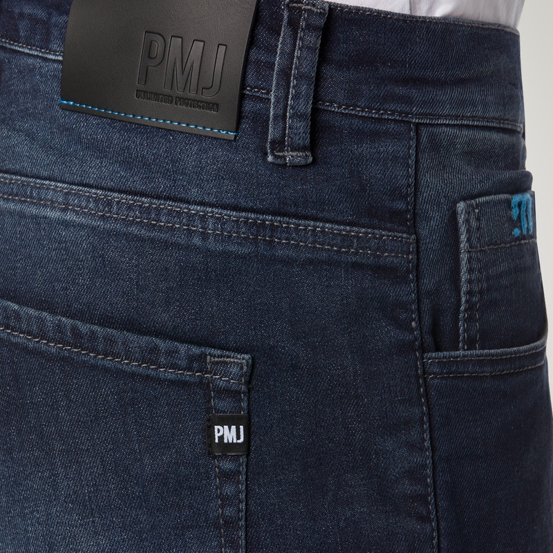 Jean moto PMJ Jackson bleu cropped soldes