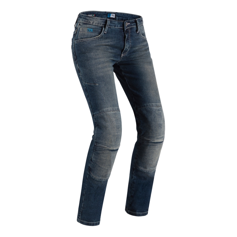 Jean moto femme PMJ Jenny bleu soldes