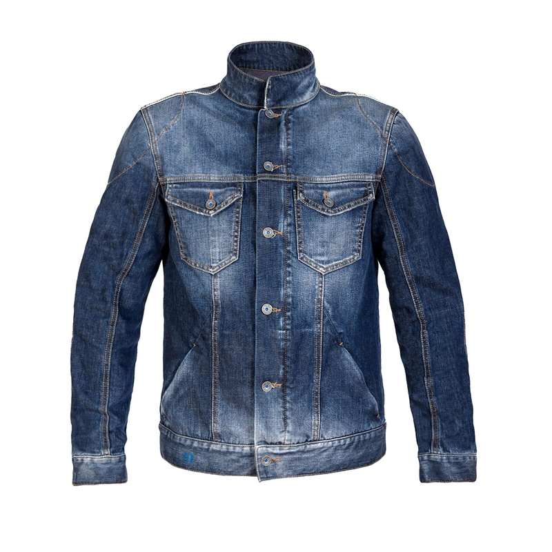 Veste de moto PMJ West bleu soldes
