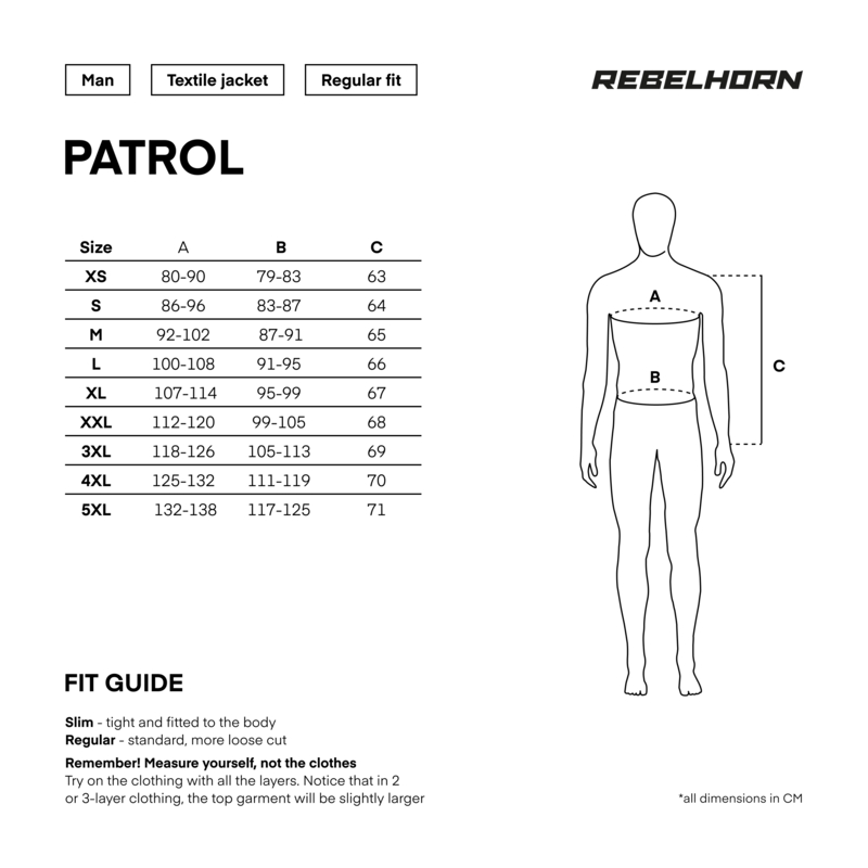 Veste de moto Rebelhorn Patrol noir-gris-jaune fluo