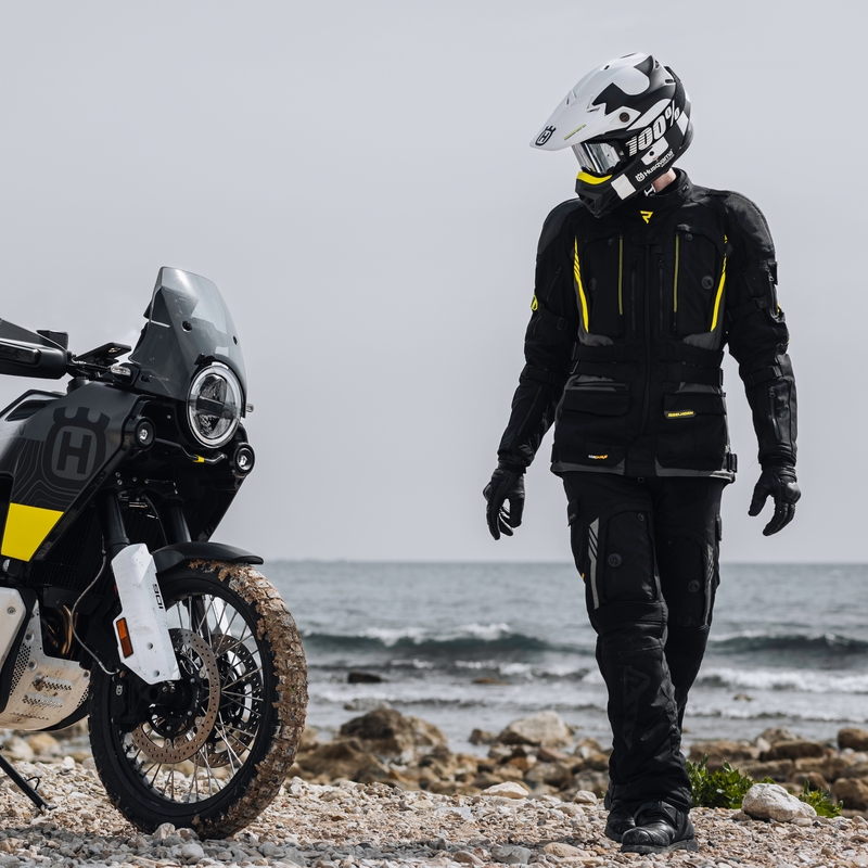 Veste de moto Rebelhorn Patrol noir-gris-jaune fluo