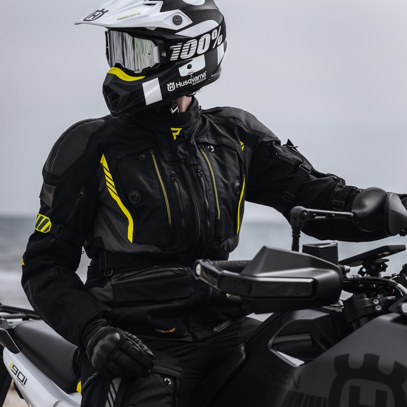 Veste de moto Rebelhorn Patrol noir-gris-jaune fluo