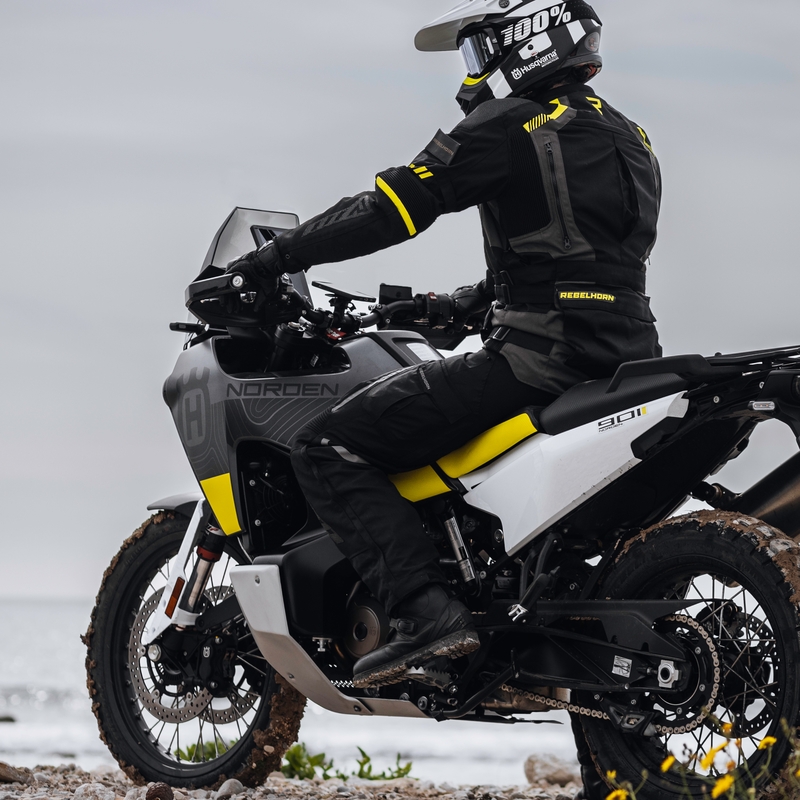 Veste de moto Rebelhorn Patrol noir-gris-jaune fluo