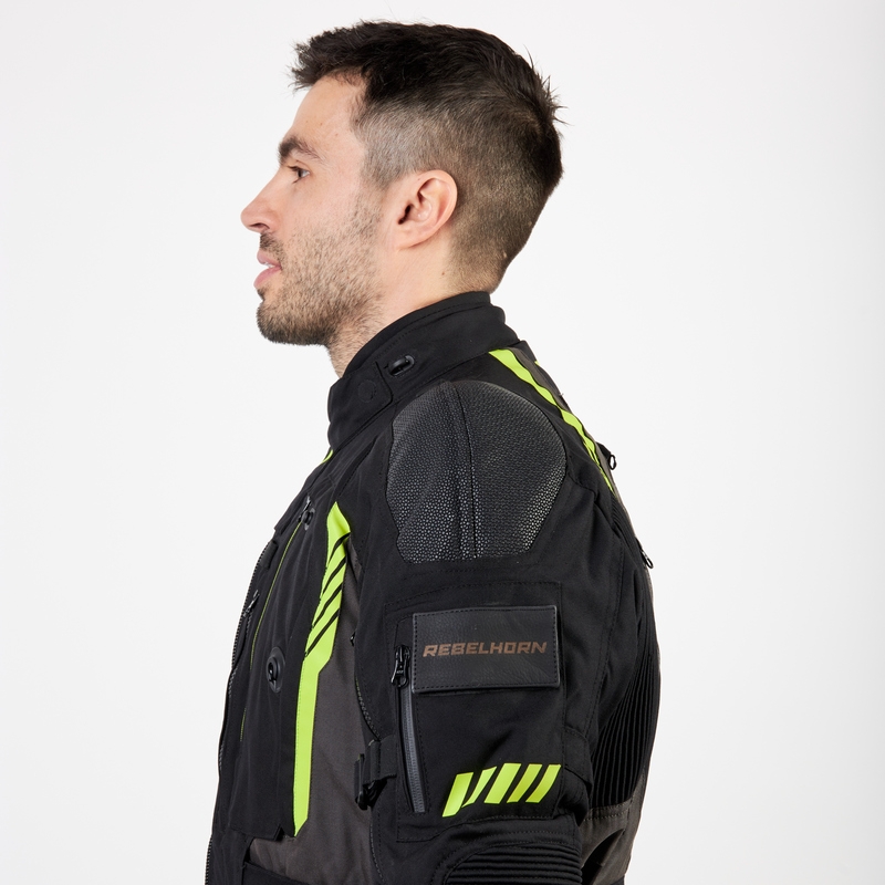 Veste de moto Rebelhorn Patrol noir-gris-jaune fluo